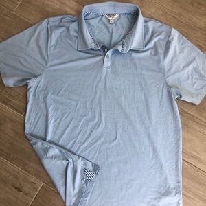 Tillinger Men’s Golf Polo “The Etiquette Polo” size Large in color Sky Blue.